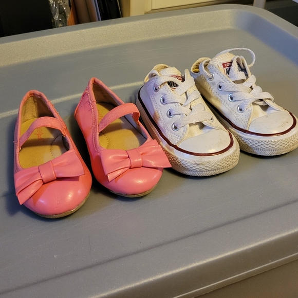 Converse White Sneakers and Pink Flats for Toddler - Picture 1 of 11